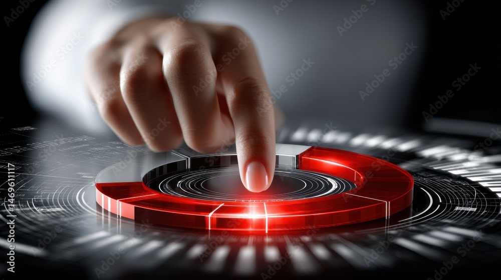 Aufkleber a hand is pressing a red button on a screen