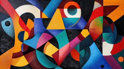 Fototapeta premium Chromatic Symphony, A Textured Geometric Abstract Composition