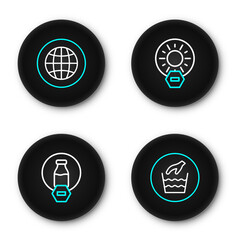 Obraz premium Set line Hand wash laundry, Lactose free, No direct sunlight and Social network icon. Vector