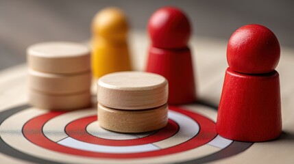 Charming wooden toy painted in red and yellow symbolizing risk per trade calculation and sizing based on strategy