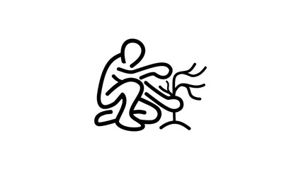 tree planting symbol, black isolated silhouette