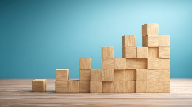 Block of wood symbolizing scalable influence ladder icon concept for growth through trust and integrity