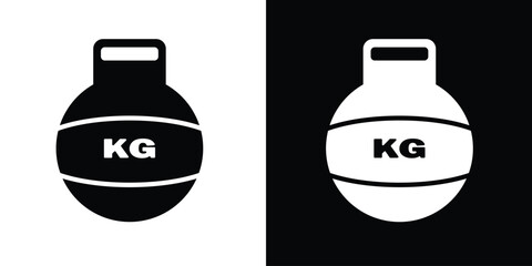 Kettlebell icon vector in black and white with 