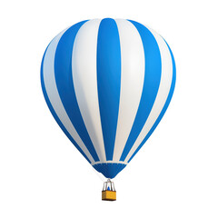 Fototapeta premium A vibrant blue and white hot air balloon against an isolated background, perfect for adventure and travel-themed designs.