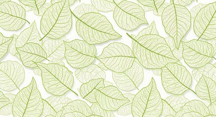 Pale Green Leaf Whisper: Delicate Line Art Pattern AI Generated