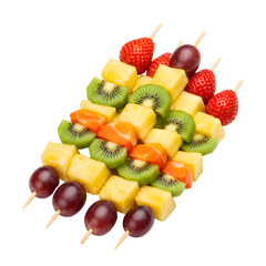 Fresh Fruit Skewers with Strawberry, Grape, Kiwi, and Pineapple