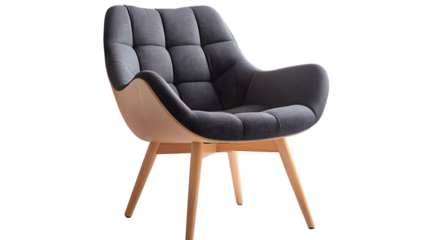 Modern Stylish Chair with Gray Top and Light Wooden Legs Isola