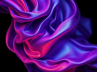 Vibrant Silky Fabric with Abstract Purple and Pink Flowing Patterns