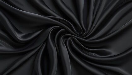 Obraz premium Elegant Black Satin Fabric with rippling folds fashion and luxury abstract design