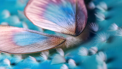 Silkmoth Scales Forming Miniature Floating Islands of Color in Midair