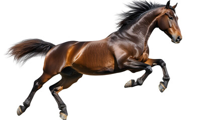 Graceful Akhaltekinskaya Brown Horse Standing on Hind Legs