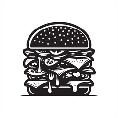 Obraz premium Cheeseburger silhouette vector illustration