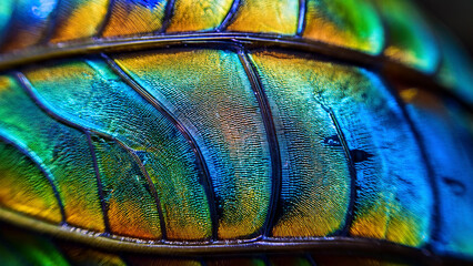 Wasp Wing Pattern Painted with Iridescent Oil Slick Swirls