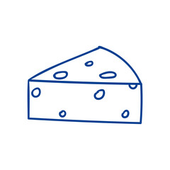 Cheese wedge with holes displayed in a simple and clear illustration style