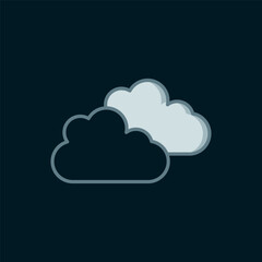Line Cloud icon isolated on black background. Flat filled outline style with shadow. Vector