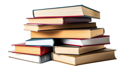 Professional Pile of Books Isolated on Transparent Background for Design Projects