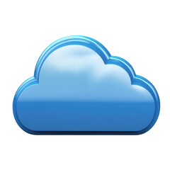Stylized blue cloud icon with a glossy finish, perfect for weather-related themes or digital applications. Isolated on a white background.