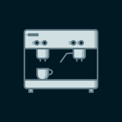 Line Coffee machine icon isolated on black background. Flat filled outline style with shadow. Vector