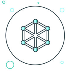 Line Blockchain technology icon isolated on white background. Cryptocurrency data. Abstract geometric block chain network technology business. Colorful outline concept. Vector