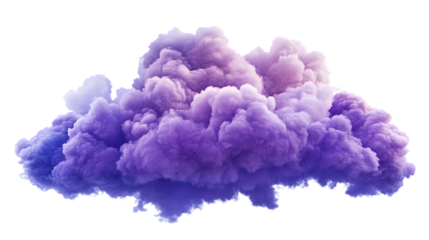 Vibrant Purple Cloud Isolated on Transparent Background - Isolated and Serene Atmosphere