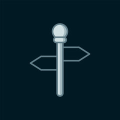 Line Road traffic sign. Signpost icon isolated on black background. Pointer symbol. Street information sign. Direction sign. Flat filled outline style with shadow. Vector