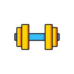 Color Dumbbell icon isolated on white background. Muscle lifting icon, fitness barbell, gym, sports equipment, exercise bumbbell. Flat filled outline style with shadow. Vector