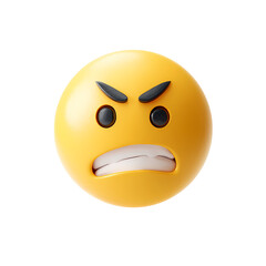 Fototapeta premium 3D Render of an Angry Emoticon on Transparent Background