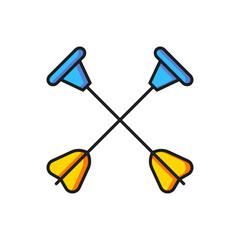 Color Arrow with sucker tip icon isolated on white background. Flat filled outline style with shadow. Vector