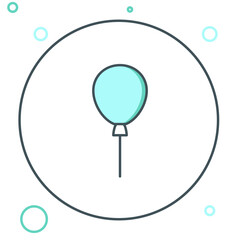 Line Balloons with ribbon icon isolated on white background. Happy Easter. Colorful outline concept. Vector