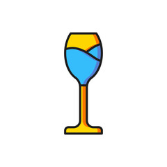 Color Wine glass icon isolated on white background. Wineglass icon. Goblet symbol. Glassware sign. Happy Easter. Flat filled outline style with shadow. Vector