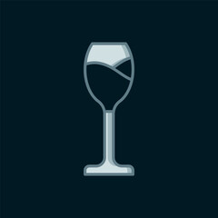 Line Wine glass icon isolated on black background. Wineglass icon. Goblet symbol. Glassware sign. Happy Easter. Flat filled outline style with shadow. Vector