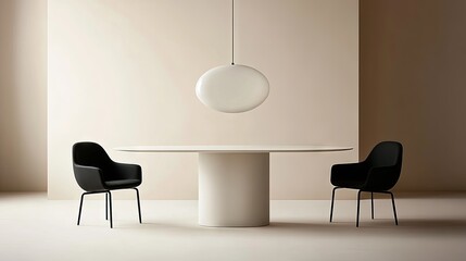 Minimalist dining set in a neutral color palette.