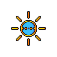 Color Solar energy panel icon isolated on white background. Sun with lightning symbol. Flat filled outline style with shadow. Vector