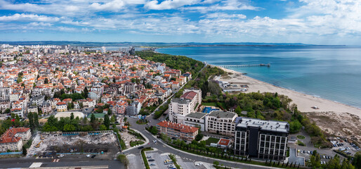 Aerial panorama to town of Burgas, Bulgaria
