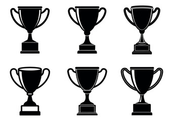 Obraz premium A set of trophy cups symbolize achievement in competition as icons of winning and success