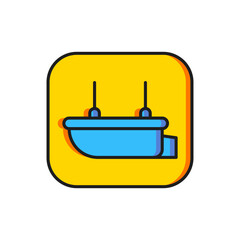 Color Lifeboat icon isolated on white background. Flat filled outline style with shadow. Vector