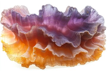 Layered mineral specimen with vibrant colors.  Intricate, organic shapes