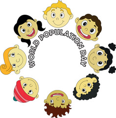 Vector illustration, Simple and Modern World Population Day Design with 2D cartoon image