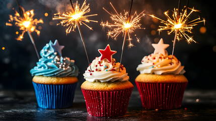 Celebratory cupcakes with sparklers, a delicious festive treat perfect for any occasion