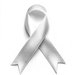white awareness ribbon on white background 