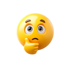 Fototapeta premium 3D Render of a Thinking Emoticon with Thumb on Chin on Transparent Background