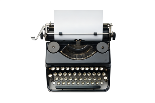 Vintage typewriter with blank paper isolated on black background studio shot, typewriter, vintage, retro, antique, technology, paper, blank, black background, isolated, writing, writer, journalism