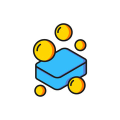 Color Bar of soap icon isolated on white background. Soap bar with bubbles. Flat filled outline style with shadow. Vector