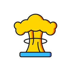 Color Nuclear explosion icon isolated on white background. Atomic bomb. Symbol of nuclear war, end of world. Flat filled outline style with shadow. Vector