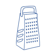 Kitchen utensil showcasing a metal grater used for shredding cheese and vegetables