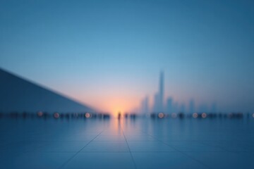 Obraz premium capture minimalistic urban landscape with blurred people moving in background offering ample copy space