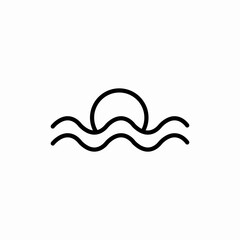Sea waves beach water icon vector sign