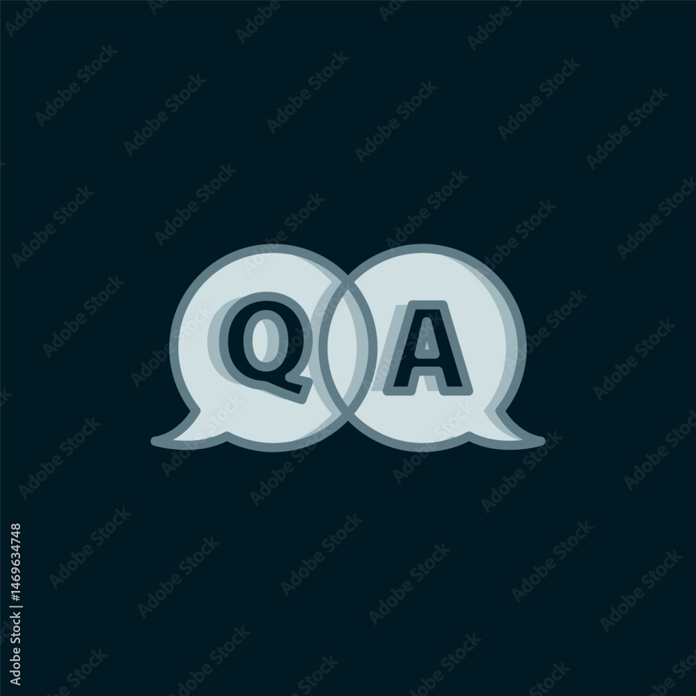 Poster line speech bubbles with question and answer icon isolated on black background. q and a symbol. faq 