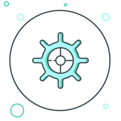 Line Ship steering wheel icon isolated on white background. Colorful outline concept. Vector