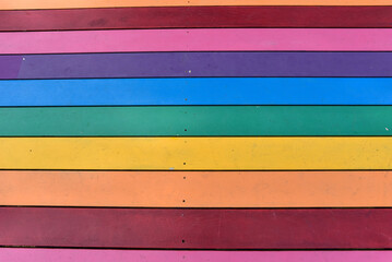 Colorful Wooden Plank Floor with Rainbow Pattern